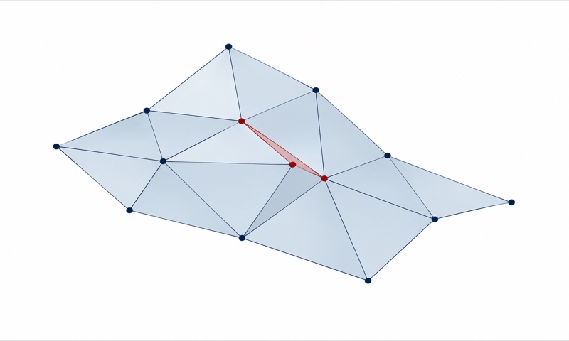 A triangle collapsed toward a line within a triangulated surface