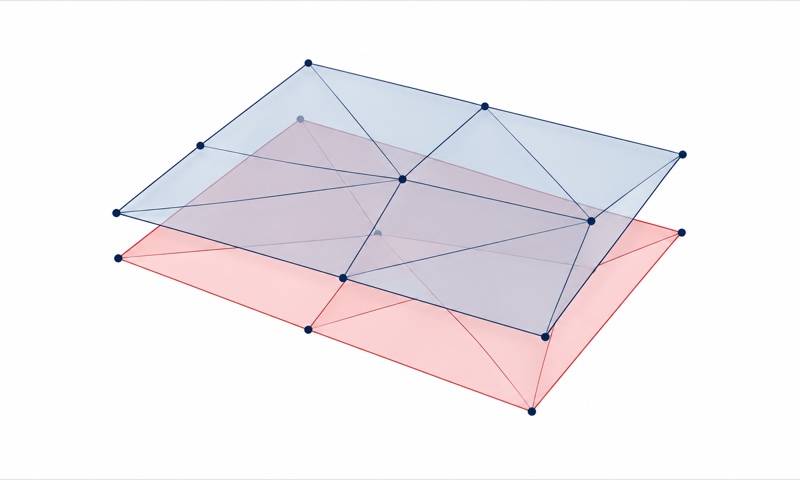 Overlapping triangulated sheets illustrating duplicate faces