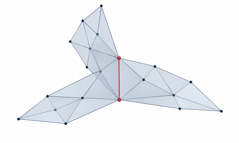 More than two triangular faces meeting at one highlighted shared edge